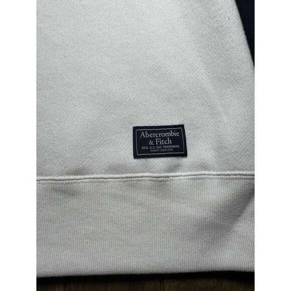 Vtg Abercrombie & Fitch Men’s Quarter Zip Pullover Large White Red Blue Campus - Picture 2 of 5
